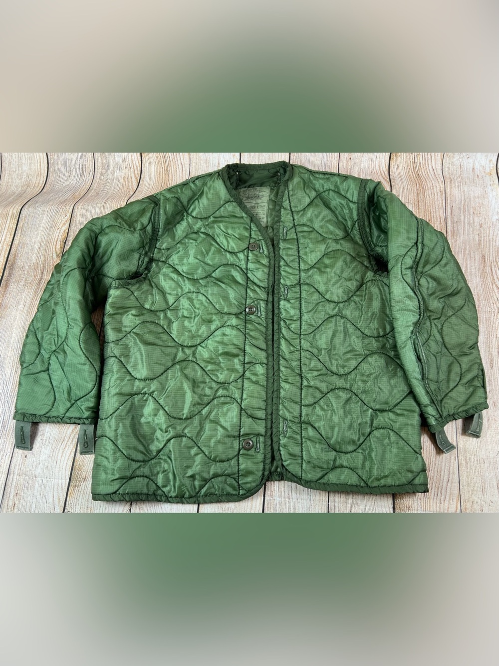 Mens Cold Weather Field Coat Liner Green Quilted Insulated Military Size Medium